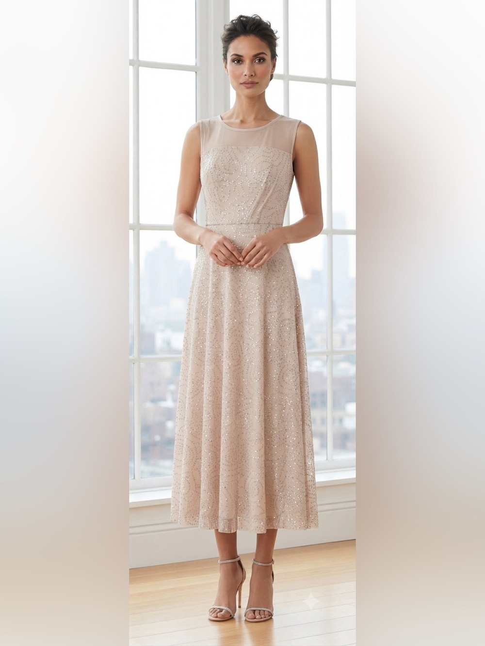 Lovely Grace Elegant Shimmer Mesh Evening Dress
